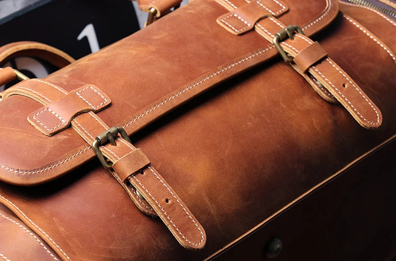 VintageTravel Leather Duffle Bag