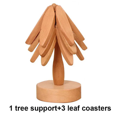 HeatGuard Elegance – 4PCS Wooden Trivet Set