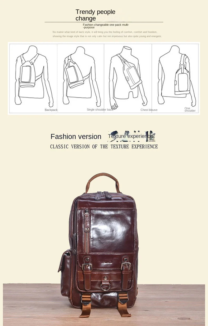 VintageLeather Chest Backpack
