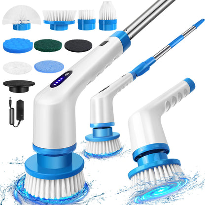 Electric Spin Scrubber Pro – Rechargeable, Adjustable Handle (10-in-1)