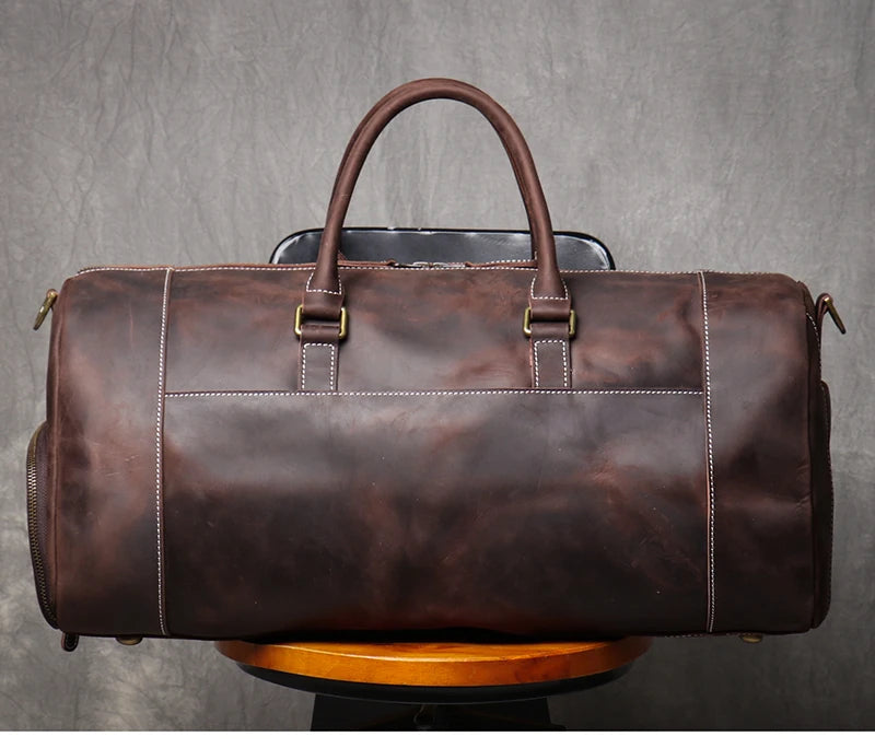 VintageTravel Leather Duffle Bag