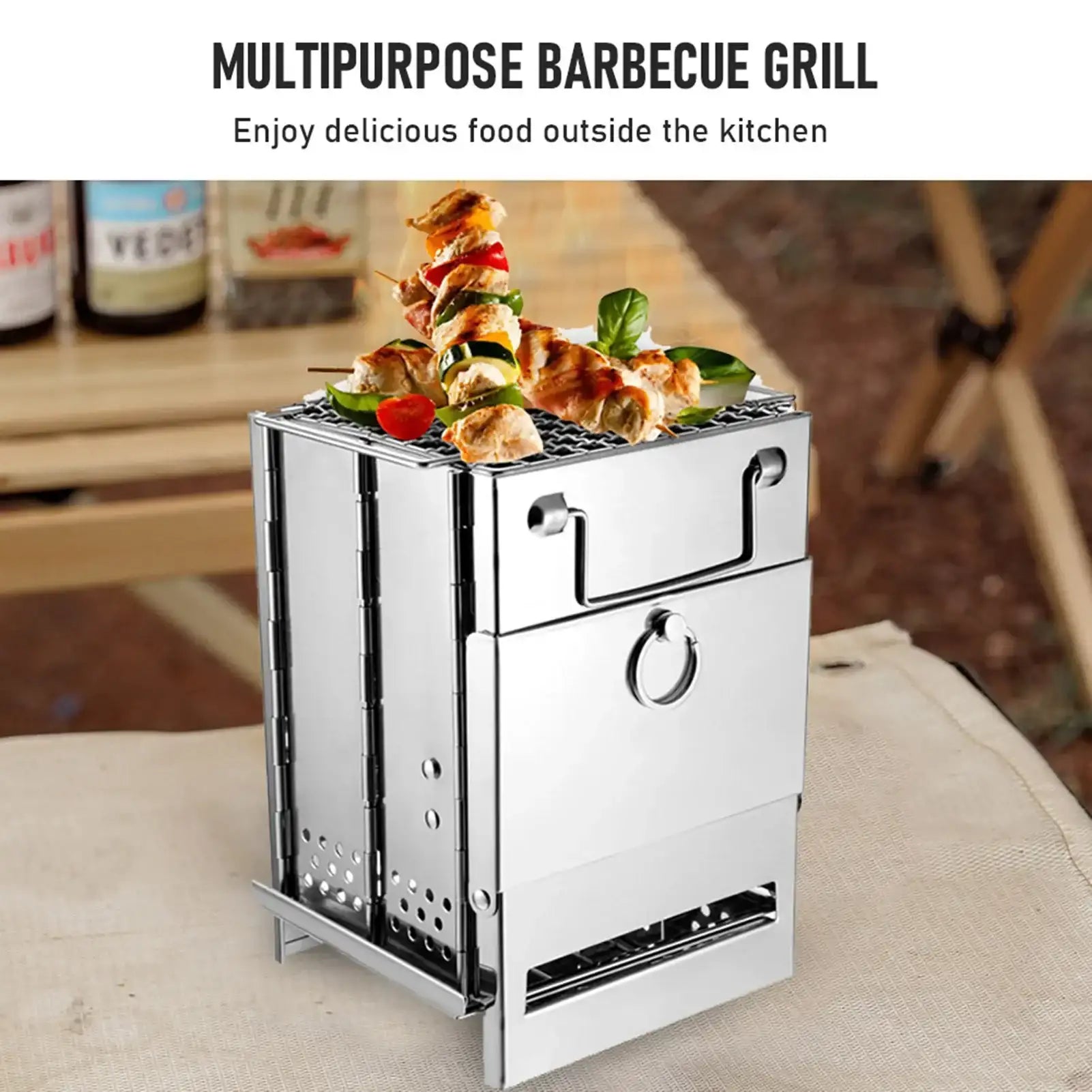 Foldable Camping Wood Stove & Charcoal Grill