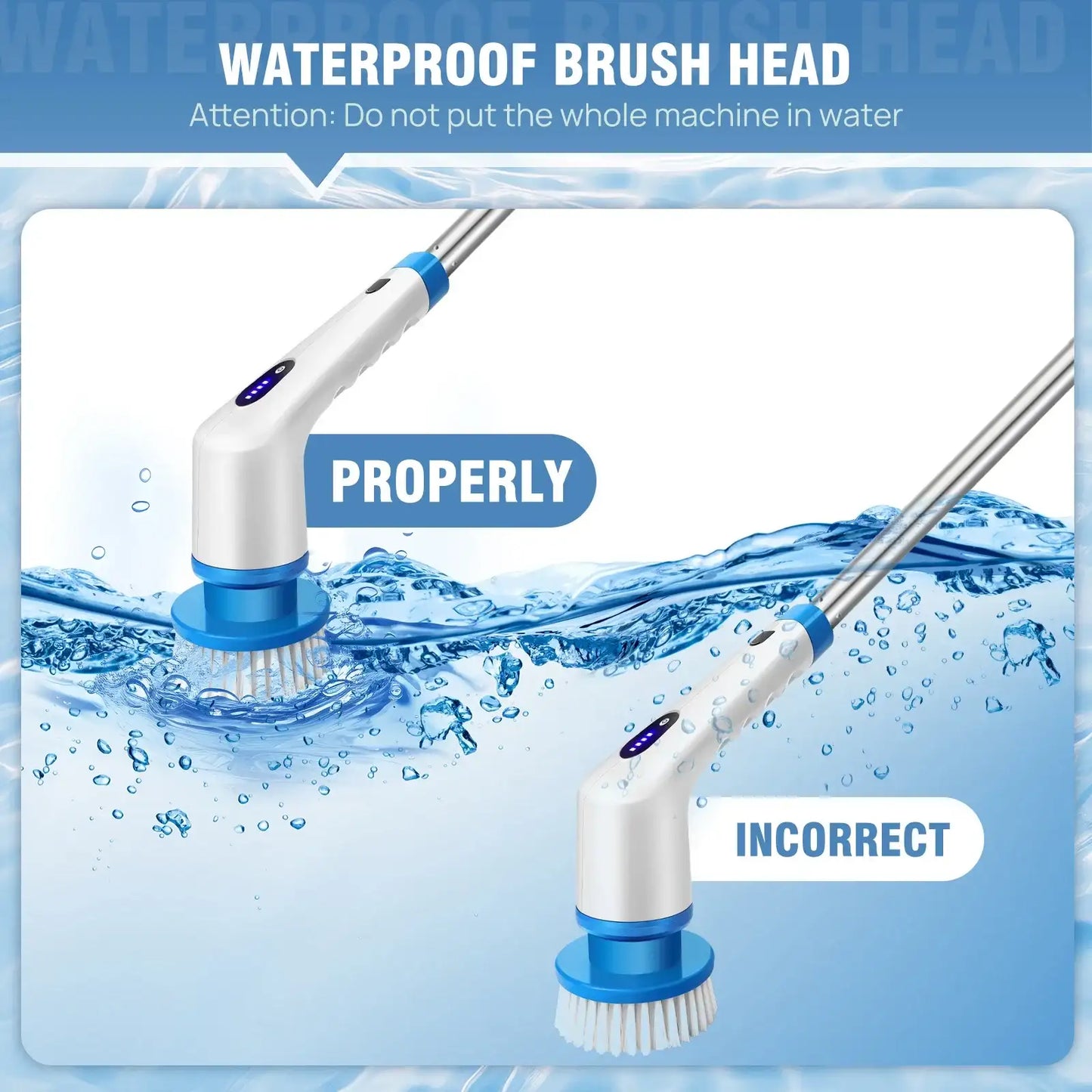 Electric Spin Scrubber Pro – Rechargeable, Adjustable Handle (10-in-1)