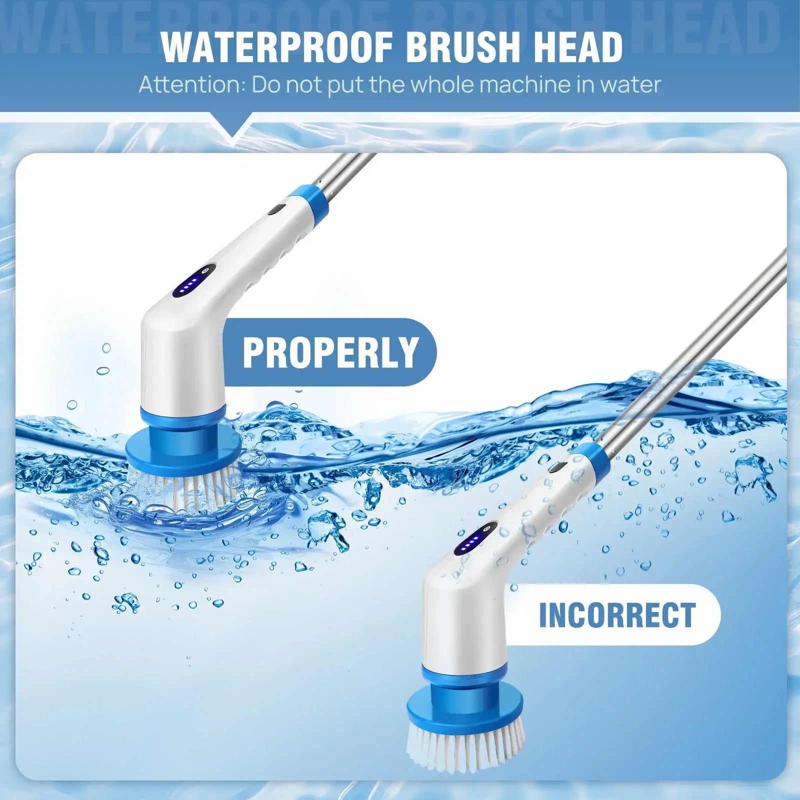 Electric Spin Scrubber Pro – Rechargeable, Adjustable Handle (10-in-1)