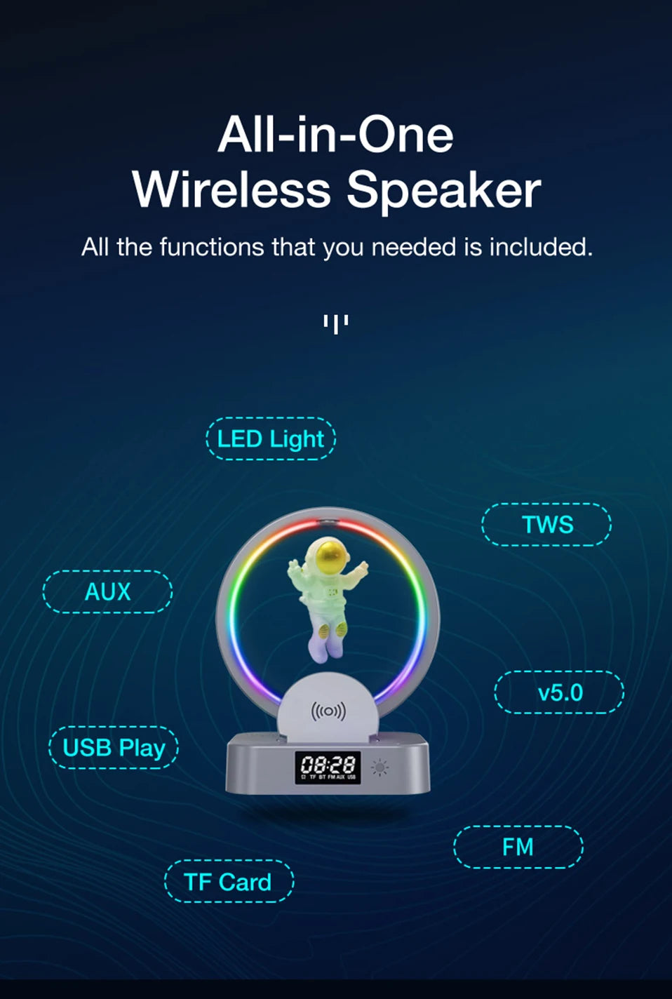 AstroBeat Glow – Floating Astronaut Bluetooth Speaker