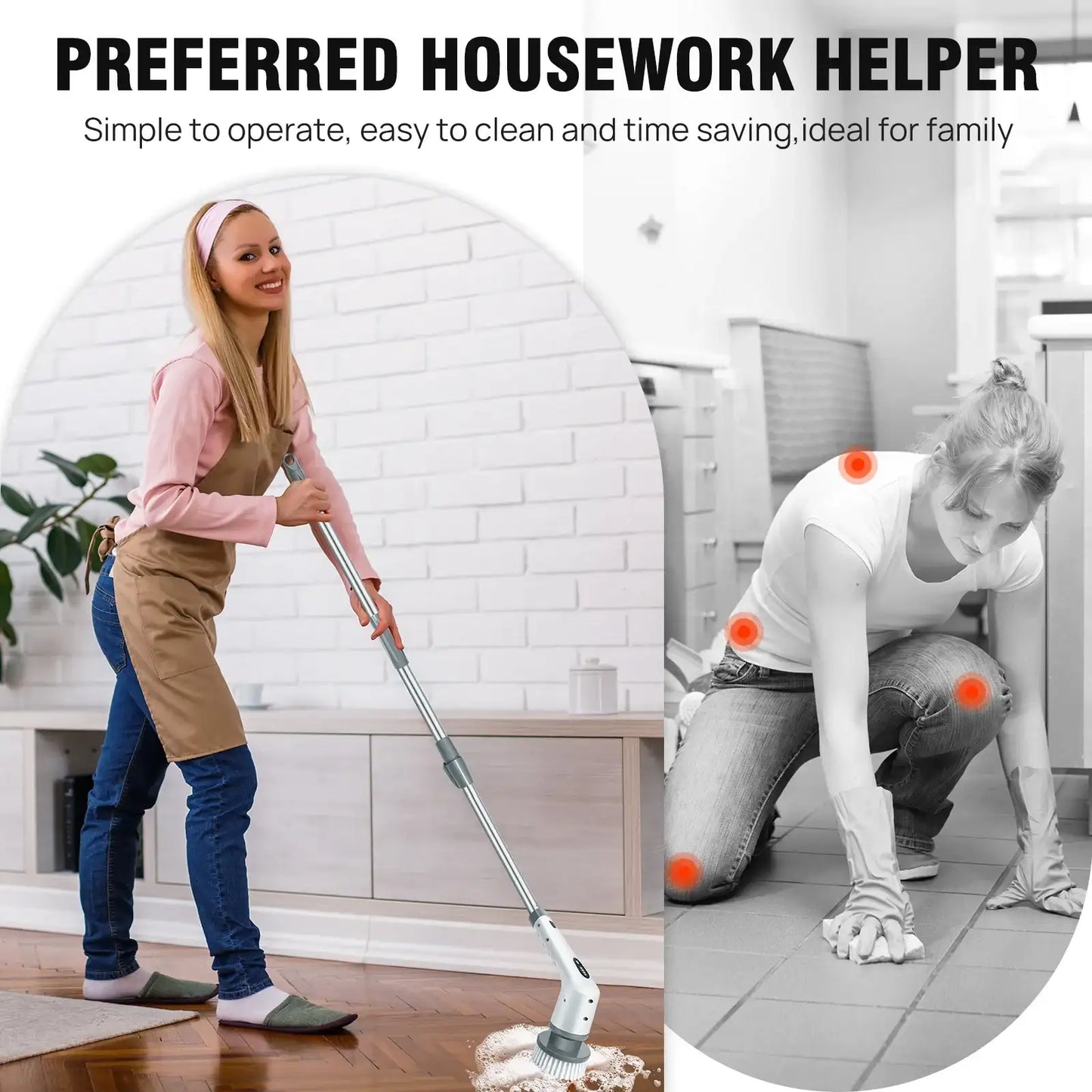 Electric Spin Scrubber Pro – Rechargeable, Adjustable Handle (10-in-1)