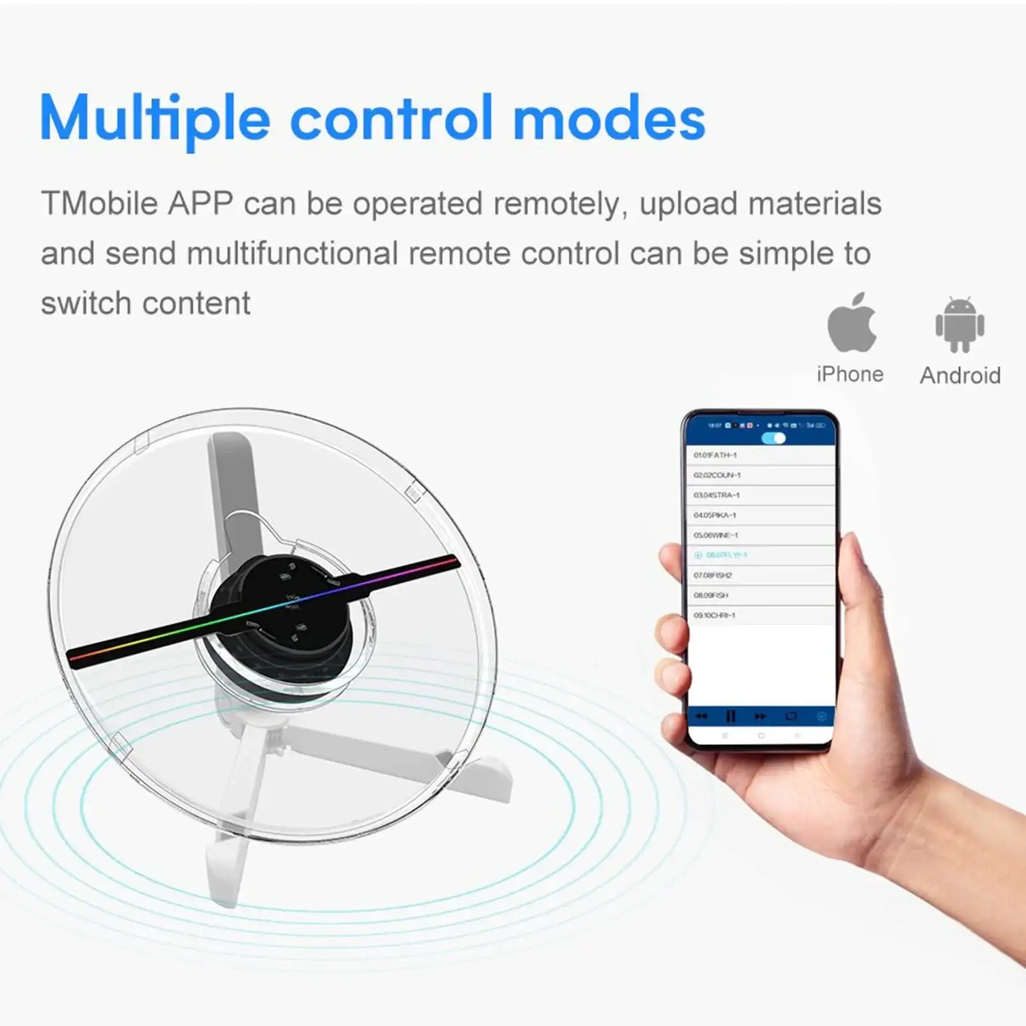 HoloSpin 25cm 3D Hologram Fan – Wi-Fi LED Logo Display