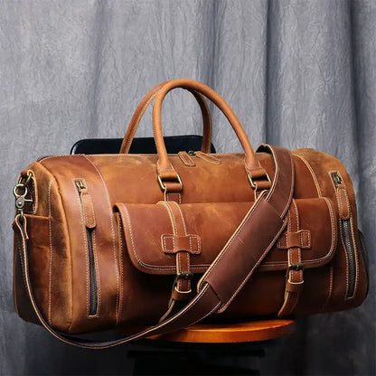 VintageTravel Leather Duffle Bag