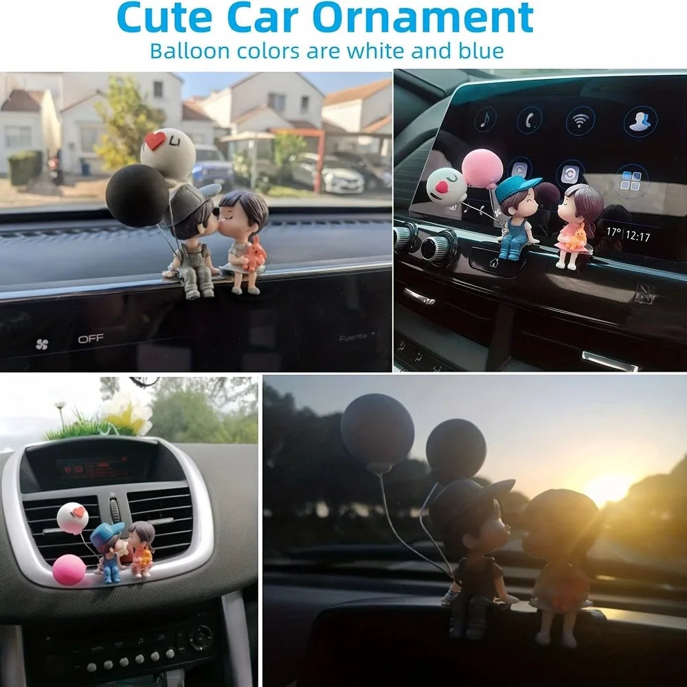 SweetRide Couple Figurine – Cute Car Dashboard Decoration