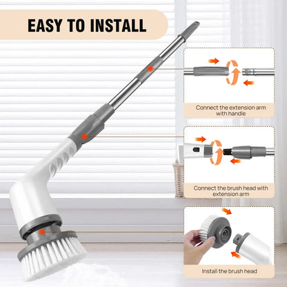 Electric Spin Scrubber Pro – Rechargeable, Adjustable Handle (10-in-1)