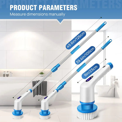 Electric Spin Scrubber Pro – Rechargeable, Adjustable Handle (10-in-1)