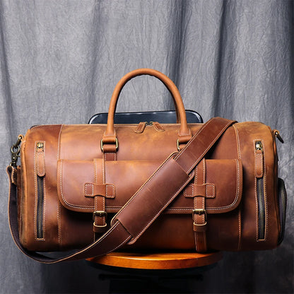 VintageTravel Leather Duffle Bag