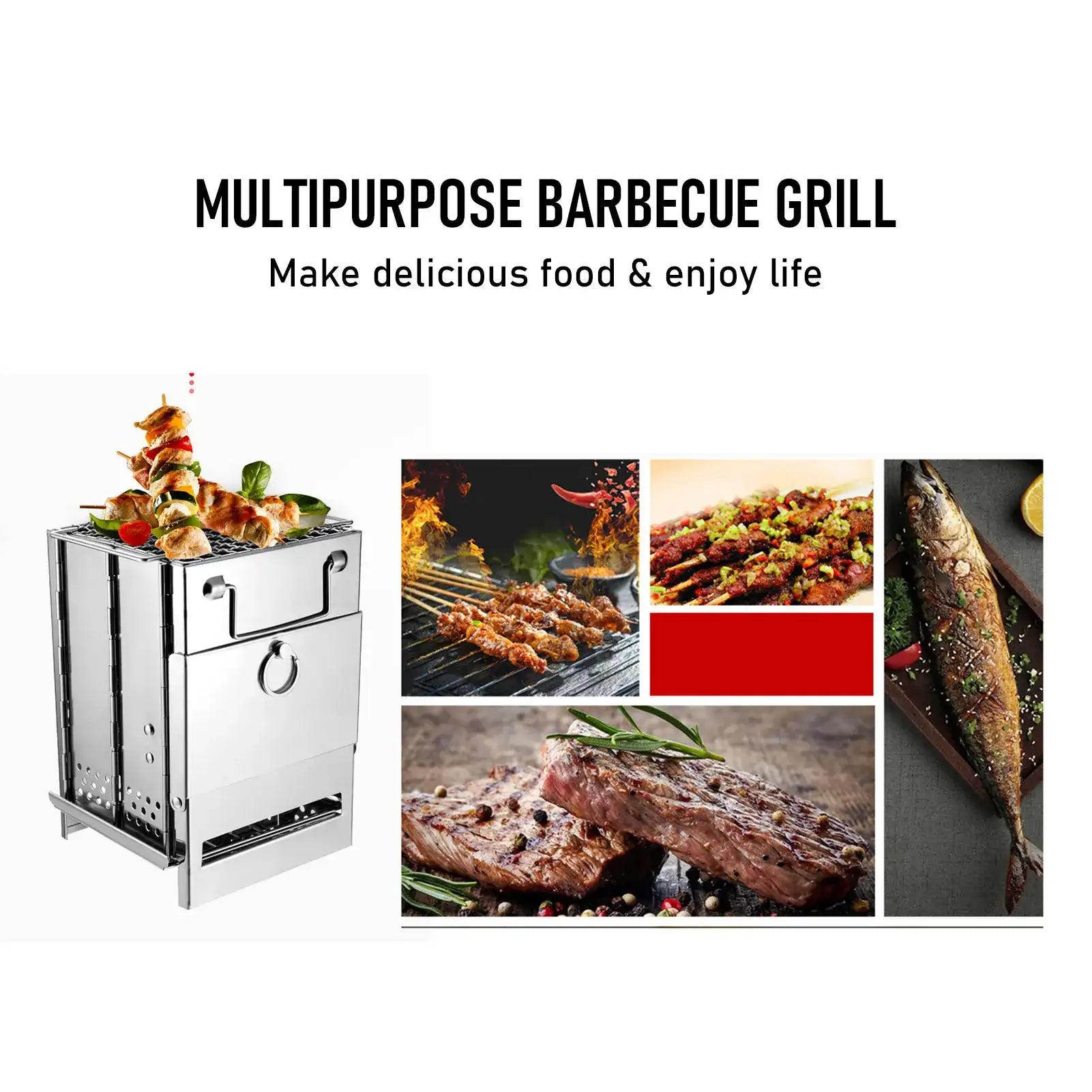 Foldable Camping Wood Stove & Charcoal Grill