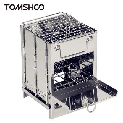 Foldable Camping Wood Stove & Charcoal Grill