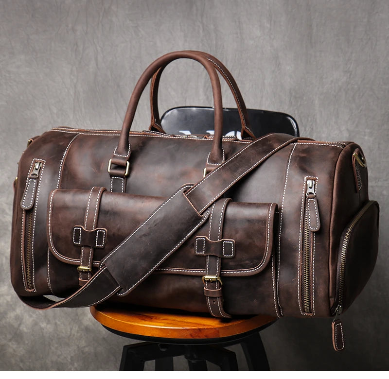 VintageTravel Leather Duffle Bag