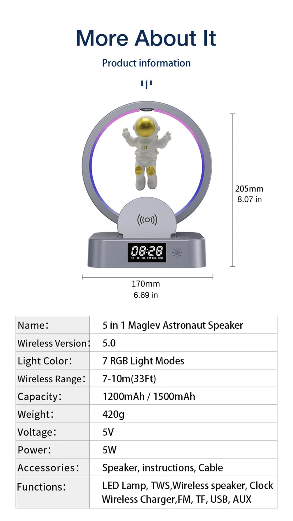 AstroBeat Glow – Floating Astronaut Bluetooth Speaker