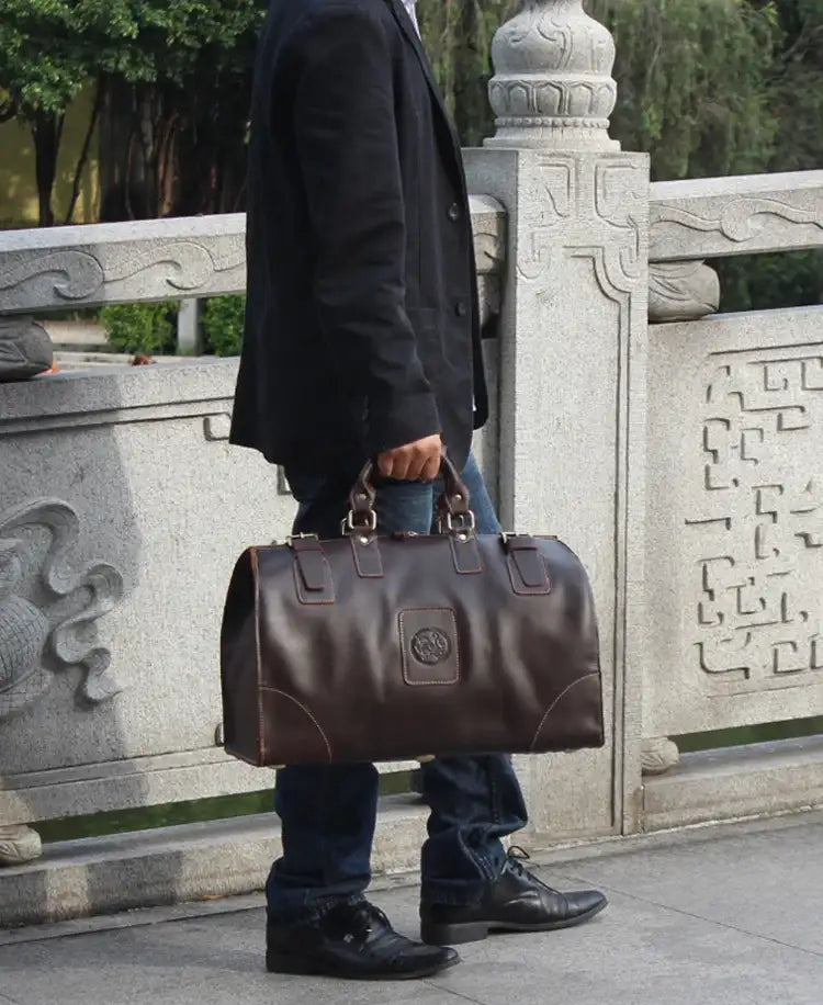 VintageTravel Leather Duffle Bag