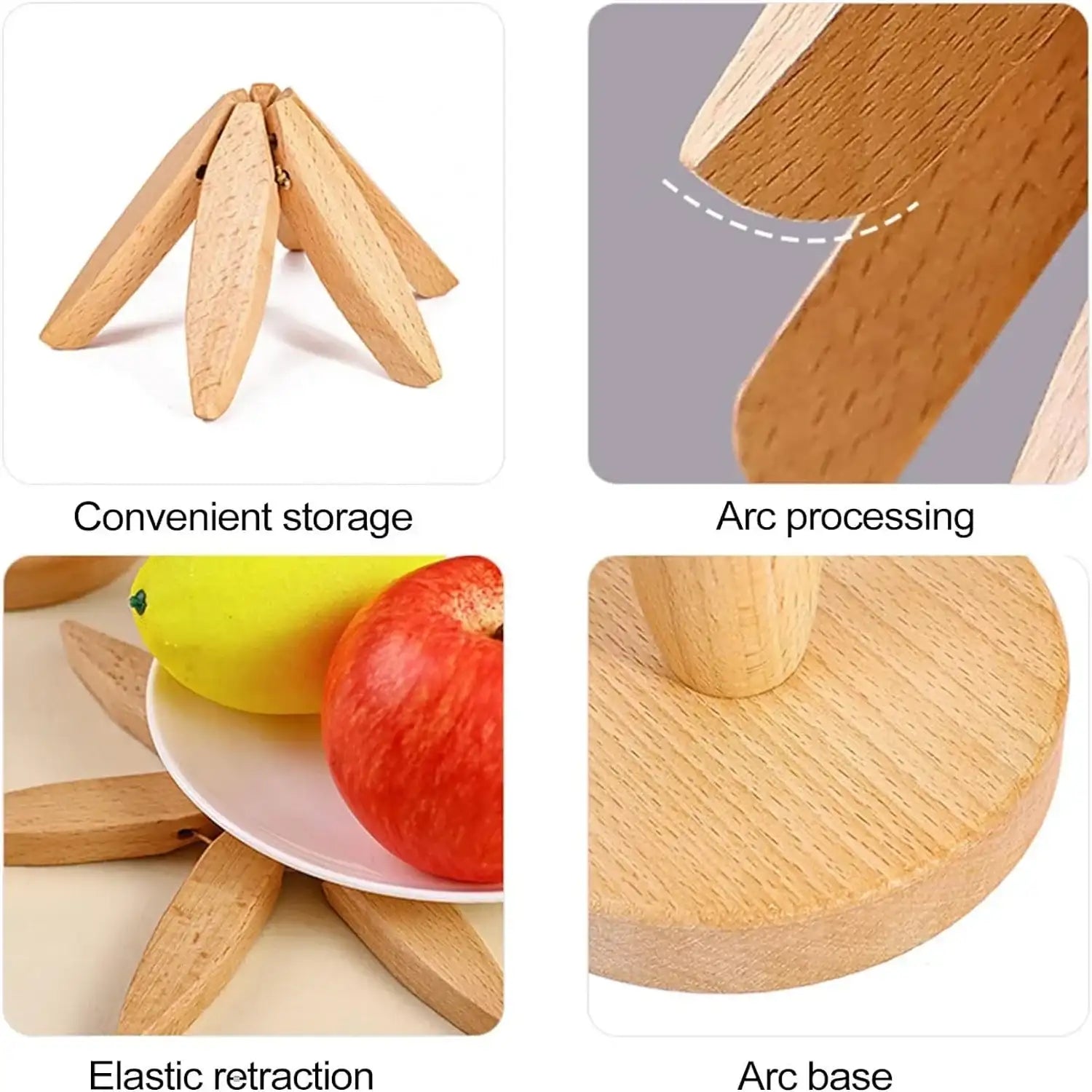 HeatGuard Elegance – 4PCS Wooden Trivet Set