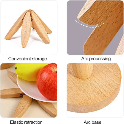 HeatGuard Elegance – 4PCS Wooden Trivet Set