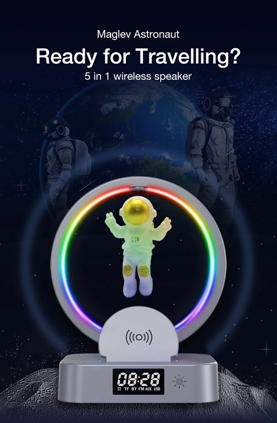 AstroBeat Glow – Floating Astronaut Bluetooth Speaker