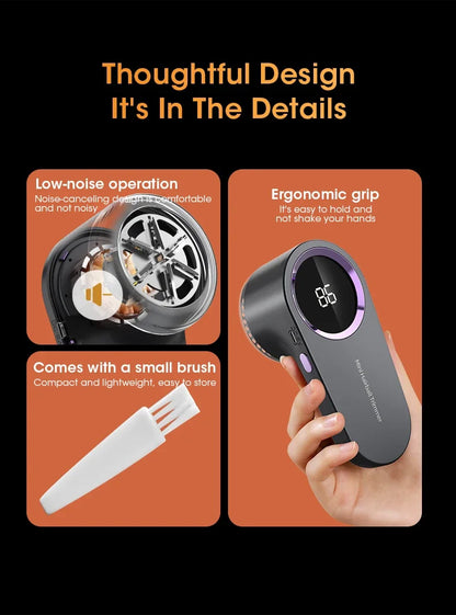 FuzzClean Pro – LED Digital Lint Remover, USB Rechargeable