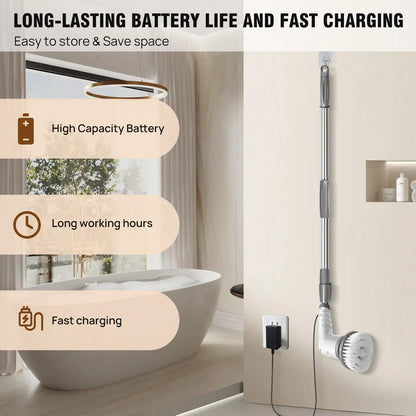 Electric Spin Scrubber Pro – Rechargeable, Adjustable Handle (10-in-1)