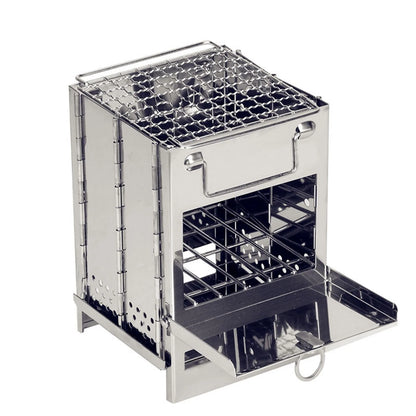 Foldable Camping Wood Stove & Charcoal Grill