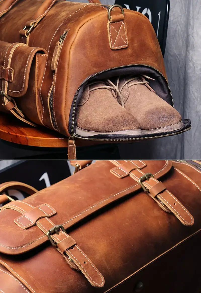 VintageTravel Leather Duffle Bag