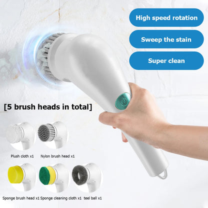 5-in-1 Electric Cleaning Brush – Cordless Spin Scrubber