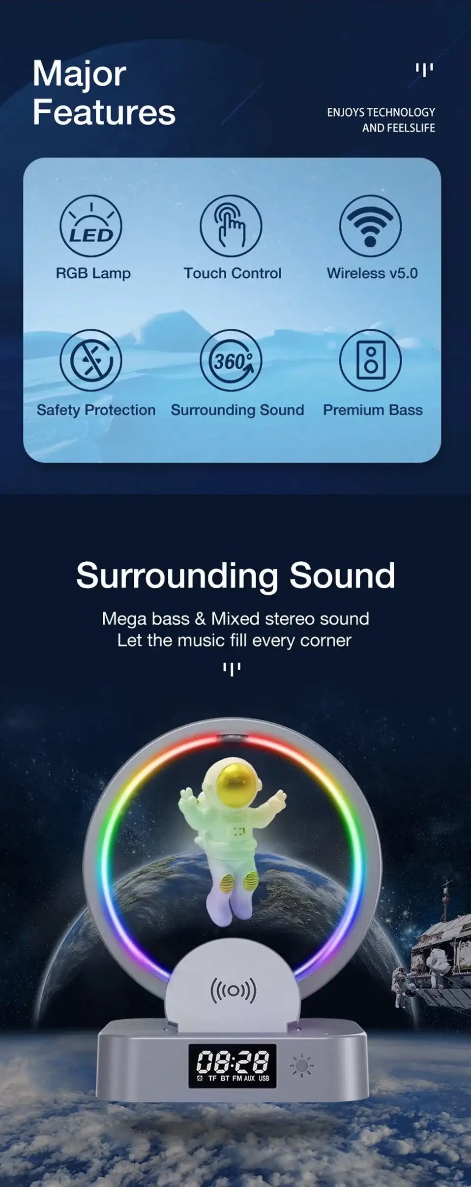 AstroBeat Glow – Floating Astronaut Bluetooth Speaker