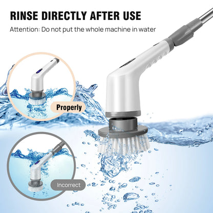 Electric Spin Scrubber Pro – Rechargeable, Adjustable Handle (10-in-1)