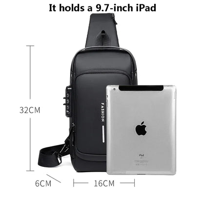 CityShield Luxury Crossbody – Multifunction Chest Bag with USB Port