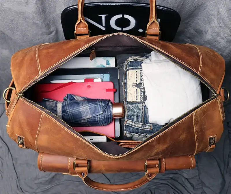 VintageTravel Leather Duffle Bag
