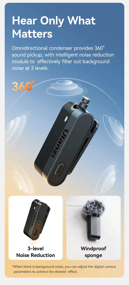 ClearTone Pro Wireless Lavalier Mic – 20M Range for Phone & Camera Recording