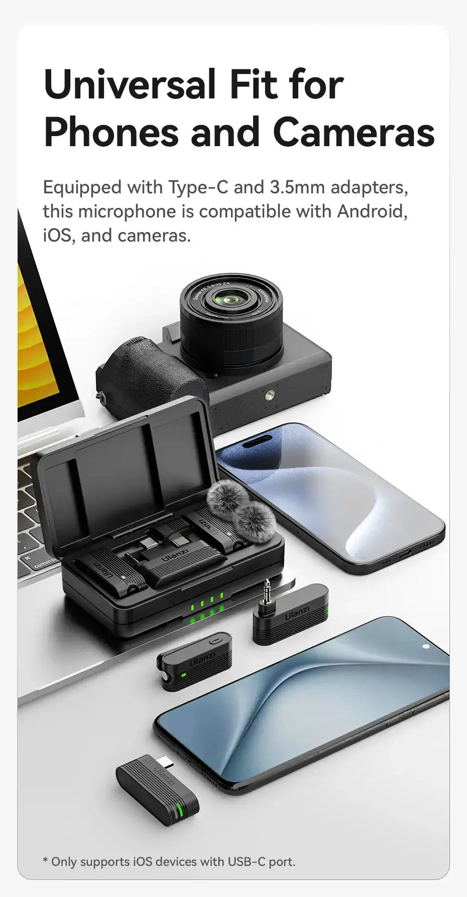 ClearTone Pro Wireless Lavalier Mic – 20M Range for Phone & Camera Recording