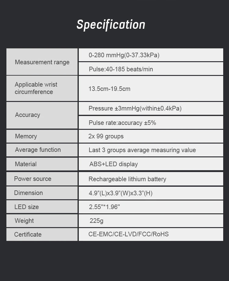 HeartTrack Smart – Digital Wrist BP Monitor
