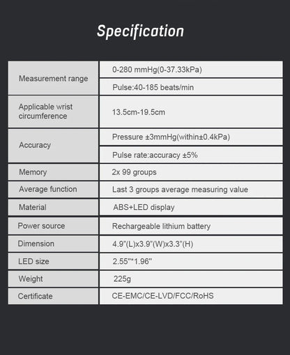 HeartTrack Smart – Digital Wrist BP Monitor