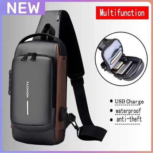 CityShield Luxury Crossbody – Multifunction Chest Bag with USB Port