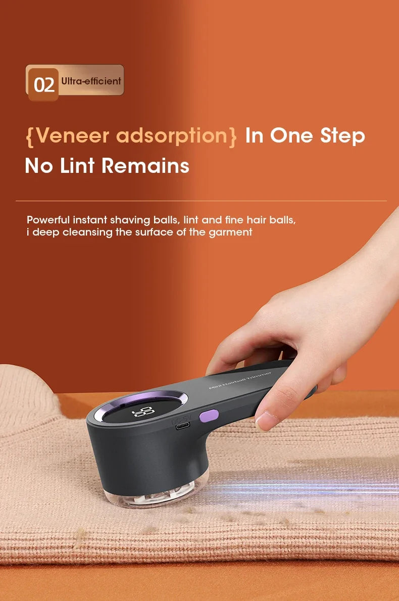 FuzzClean Pro – LED Digital Lint Remover, USB Rechargeable
