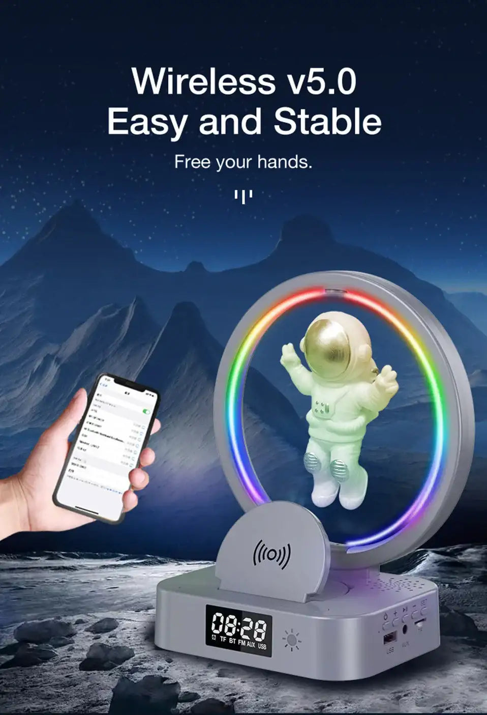 AstroBeat Glow – Floating Astronaut Bluetooth Speaker