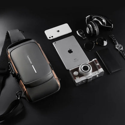 CityShield Luxury Crossbody – Multifunction Chest Bag with USB Port