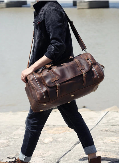 VintageTravel Leather Duffle Bag