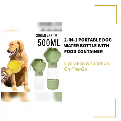 2-in-1 Portable Dog Water Bottle with Food Container by@Outfy
