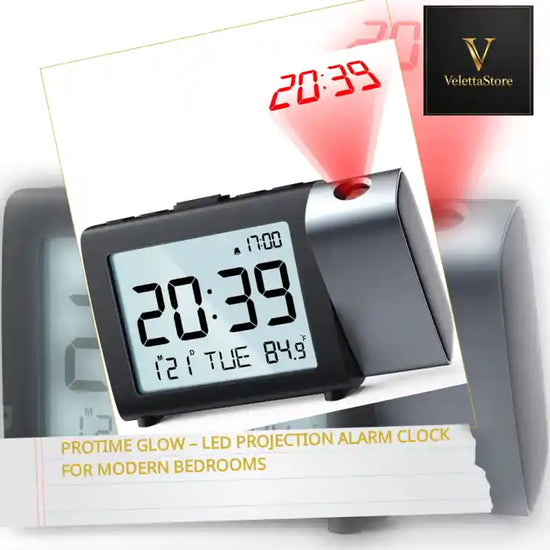 ProTime Glow &ndash; LED Projection Alarm Clock for Modern Bedrooms by@Outfy