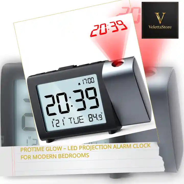 ProTime Glow &ndash; LED Projection Alarm Clock for Modern Bedrooms by@Outfy