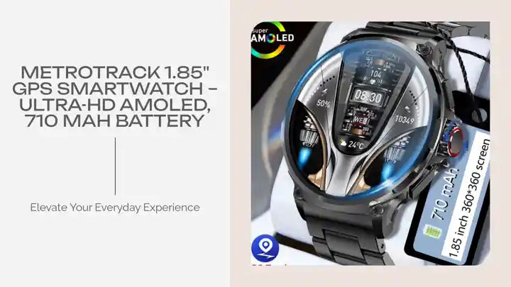 MetroTrack 1.85" GPS Smartwatch &ndash; Ultra-HD AMOLED, 710 mAh Battery by@Outfy