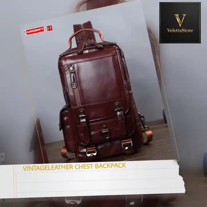 VintageLeather Chest Backpack by@Outfy