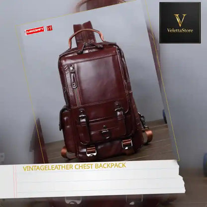 VintageLeather Chest Backpack by@Outfy