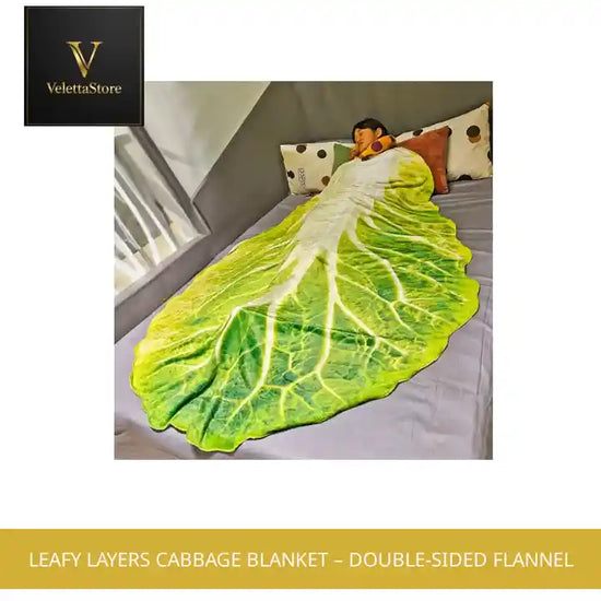 Leafy Layers Cabbage Blanket &ndash; Double-Sided Flannel by@Outfy