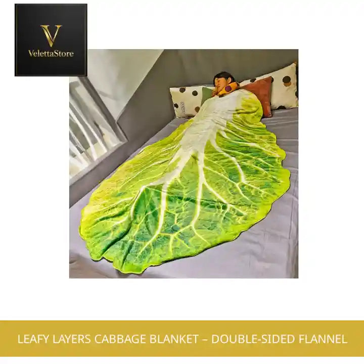 Leafy Layers Cabbage Blanket &ndash; Double-Sided Flannel by@Outfy